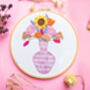 Summer Vase Floral Modern Embroidery Kit For Beginners, thumbnail 2 of 5