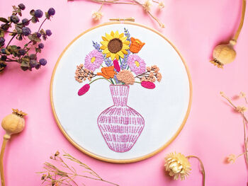 Summer Vase Floral Modern Embroidery Kit For Beginners, 2 of 5