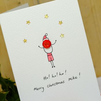Personalised 'Christmas Button' Hand Illustrated Card, 3 of 10
