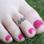 Black Bohemian Midi Tribal Beach Wide Band Toe Ring, thumbnail 1 of 7