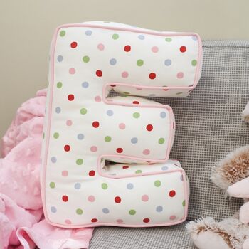 Handmade Letter Cushion In Colourful Polka Dot, 2 of 4