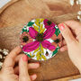 Round Coaster Floral Vivid Blooms Heat And Stain Proof, thumbnail 1 of 12