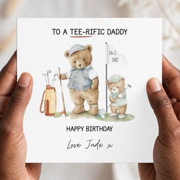 Daddy Birthday Card, Golf Bear Birthday Card, Tee Rific Dad Golf, 2 of 3