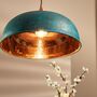 Verdigris Copper Pendant Light With Fixtures, Handmade Farmhouse Copper Lighting, thumbnail 2 of 6