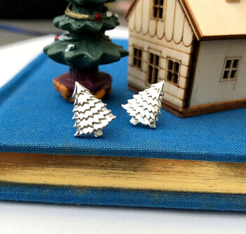 Sterling Silver Christmas Tree Earrings, 3 of 11