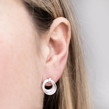 Sterling Silver Layered Hoops Studs, 2 of 4