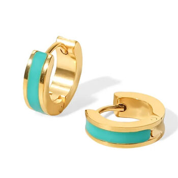 Gold Enamel Hoop Earrings In A Gift Box, 2 of 5