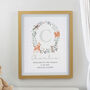 Woodland Initial Oak Framed Print For New Baby, thumbnail 1 of 2