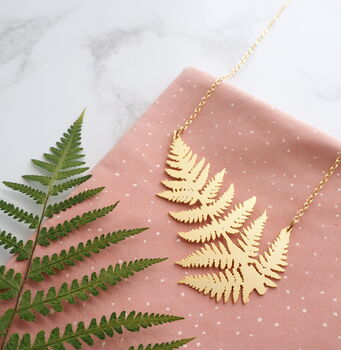 Statement Gold Plated Fern Necklace, 5 of 6
