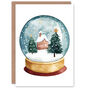 Winter Cabin Trees Snow Globe Xmas Christmas Card, thumbnail 1 of 4