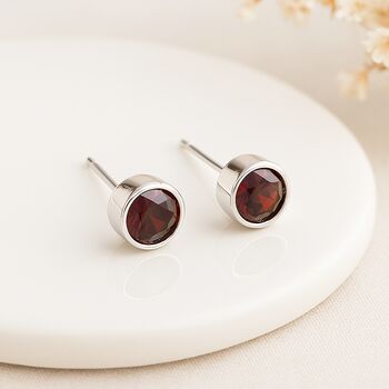Sterling Silver Garnet Stud Earrings: January Birthstone Gift – 7mm, 4 of 10