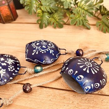 Midnight Blue Bell Wind Chime Boho Home And Garden Decor, 8 of 8