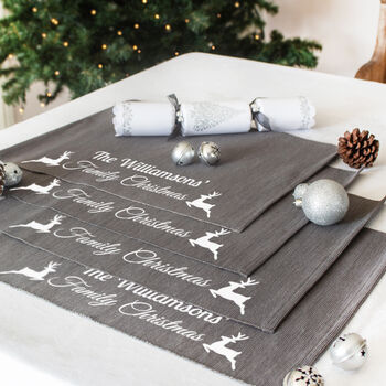 Table Runner And Placemats Set Reindeer Design, 3 of 5