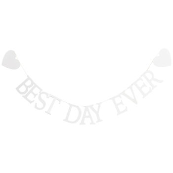 White Wooden Best Day Ever Wedding Decoration Bunting, 2 of 3
