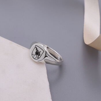 Custom Engraved Solid Silver Signet Ring, 7 of 12