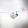 Silver Plated Script Initial Birthstone Disc Necklace, thumbnail 2 of 9