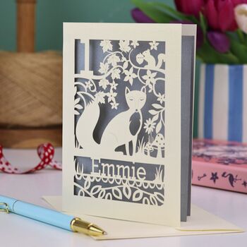 Personalised Papercut Fox Birthday Card, 9 of 10