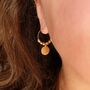 Coin Charm Beaded Hoop Earrings, thumbnail 2 of 3