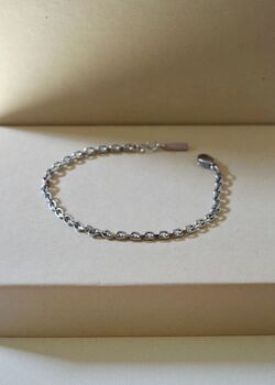 Anchor Silver 3mm Chain Bracelet Adjustable Gift, 2 of 6