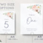 Wedding Table Number Cards Pink Peach White, thumbnail 2 of 4