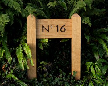 Bespoke Solid Oak Two Post Sign – Custom Font And Traditional Mortise Joinery, 3 of 6