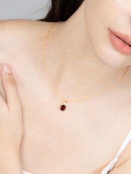 Garnet Pendant Necklace In Sterling Silver And Gold, 10 of 12