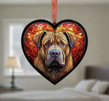 Shar Pei Stained Glass Effect Heart Suncatcher, 5 of 5