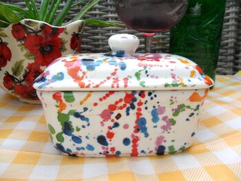 Lidded Butterdish In Paint Splashes Design, 5 of 6