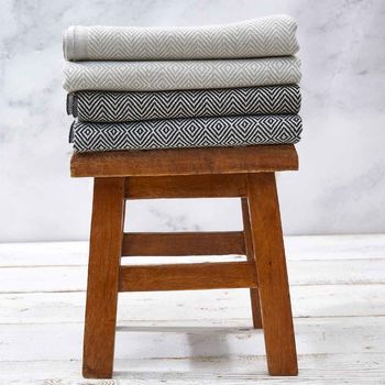 Hammam Towel/ Bath Towel Light Grey Herringbone, 3 of 3