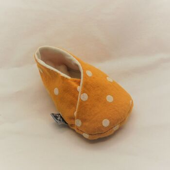 Yellow Spot Fabric Unisex Baby Shoes, 4 of 10