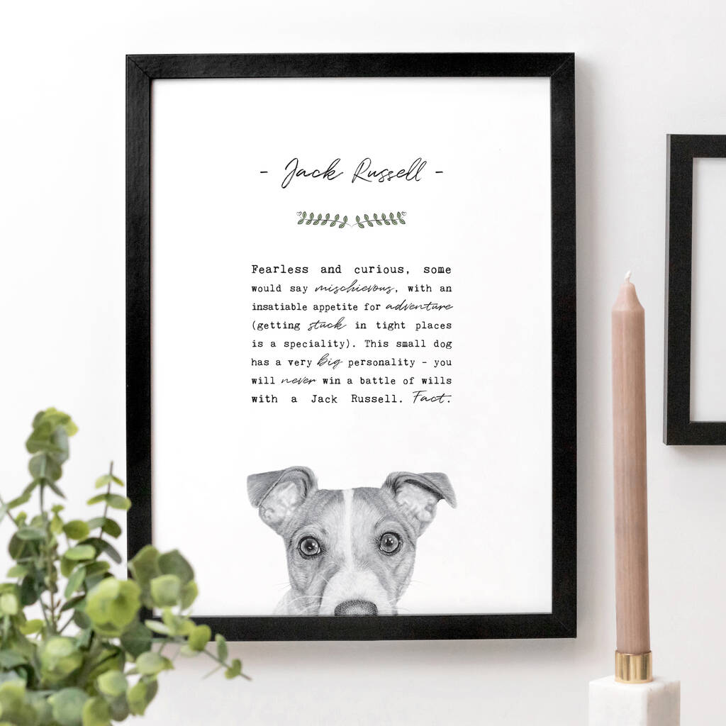 Jack Russell Terrier Dog Illustration Unframed Print, 1 of 8
