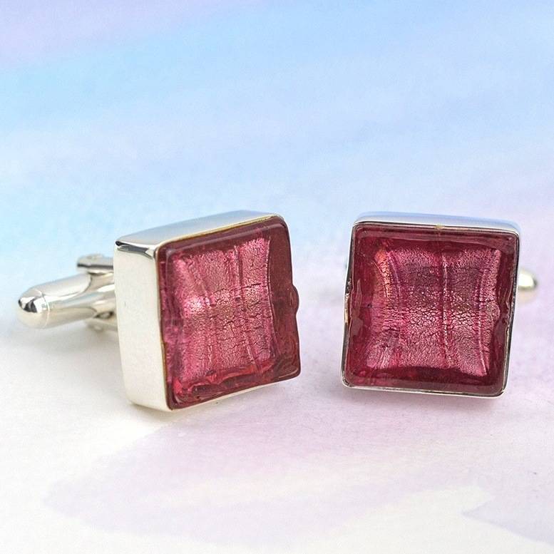 Murano Glass Square Silver Cufflinks By Claudette Worters