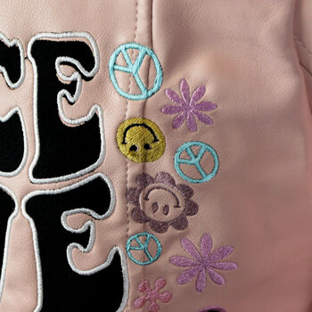 Light Pink Cropped Bride Jacket Peace Love Happiness, 3 of 8