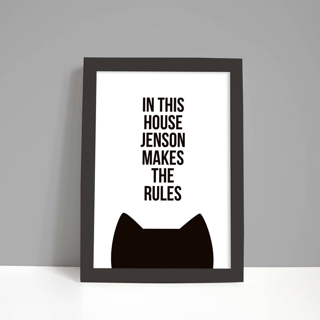 personalised 'the cat makes the rules' print by purple tree designs ...