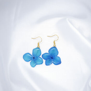 Turquoise Hydrangea Flower Earrings, 5 of 10