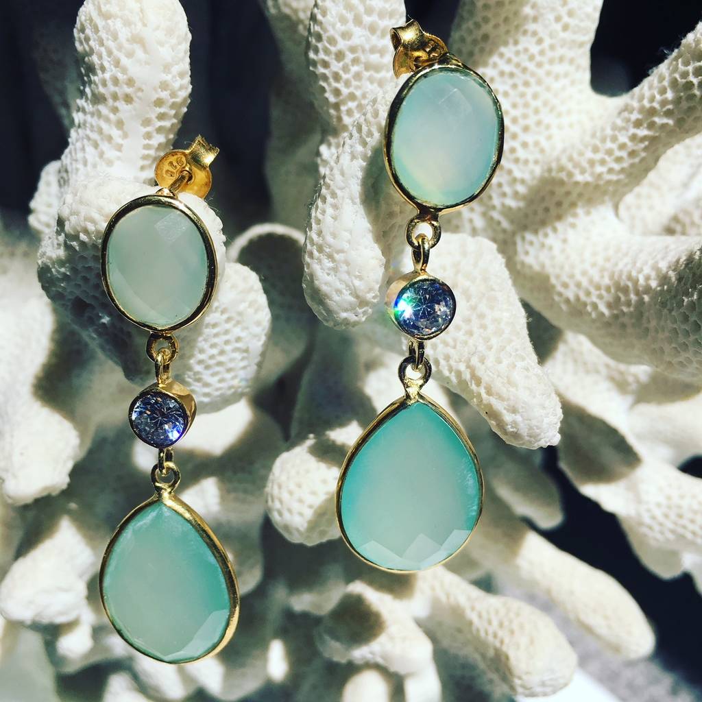 aqua earrings statement drop earrings by amara amara