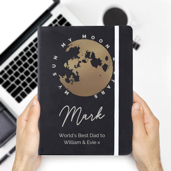 Personalised Moon And Stars Black Hardback Notebook, 2 of 4