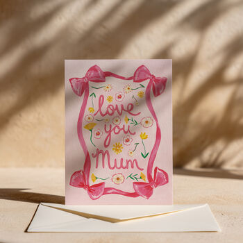 Love You Mum Floral Bow Card, 2 of 5