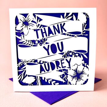 Personalised Floral Ribbon Thank You Card, 3 of 4