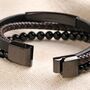 Personalised Onyx Bead Leather Triple Layered Bracelet, thumbnail 7 of 8