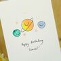Personalised Smiley Planets Handmade Card, thumbnail 4 of 5