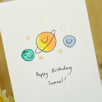 Personalised Smiley Planets Handmade Card, 4 of 5