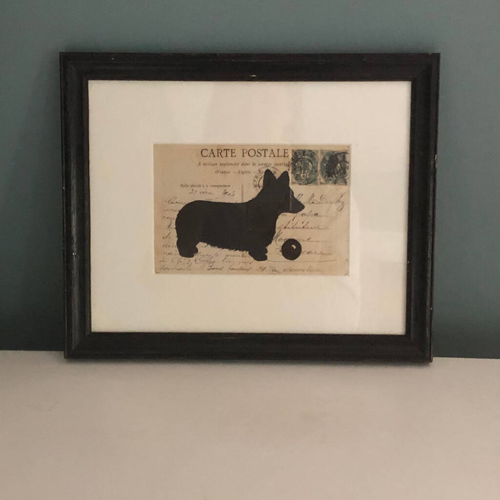 Framed Dog Print On A Carte Postale