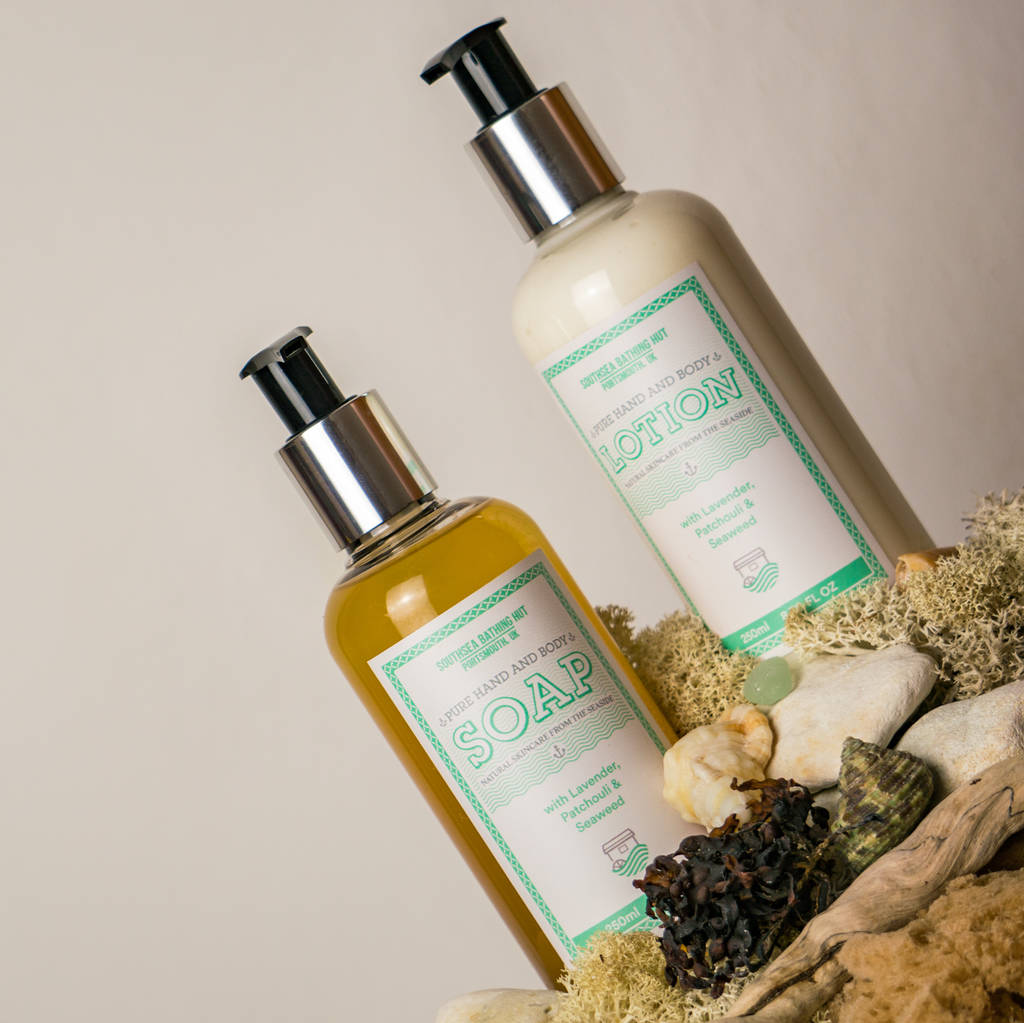 pure hand and body lotion and soap duo by southsea bathing hut