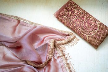 Reha – Rosewood Pink Organza Saree, 3 of 8