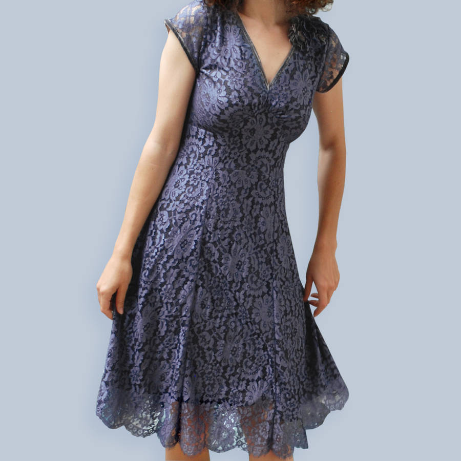 Special Occasion Lace Dress In Amythest Flower Lace, 1 of 7