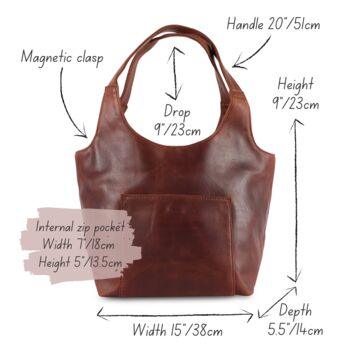 Leather Shoulder Bag With Slip Pocket, 7 of 7
