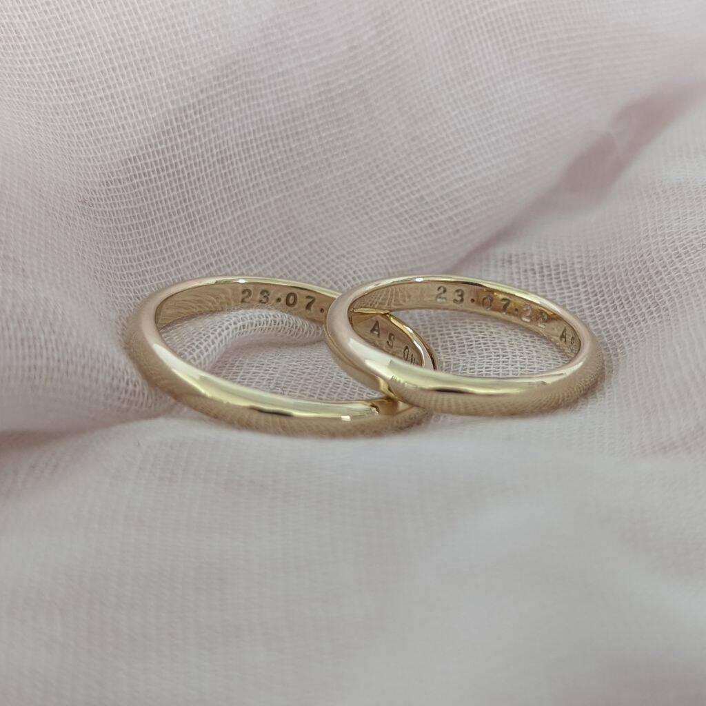 Personalised 9ct Gold D Shape Wedding Ring By Charlotte Mari