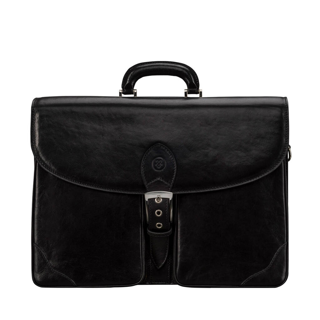 Personalised Men's Large Leather Briefcase 'tomacelli2' By Maxwell