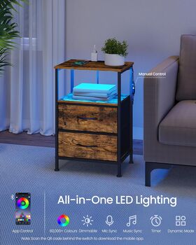 Bedside Table LED Charging Station Side End Table, 4 of 7